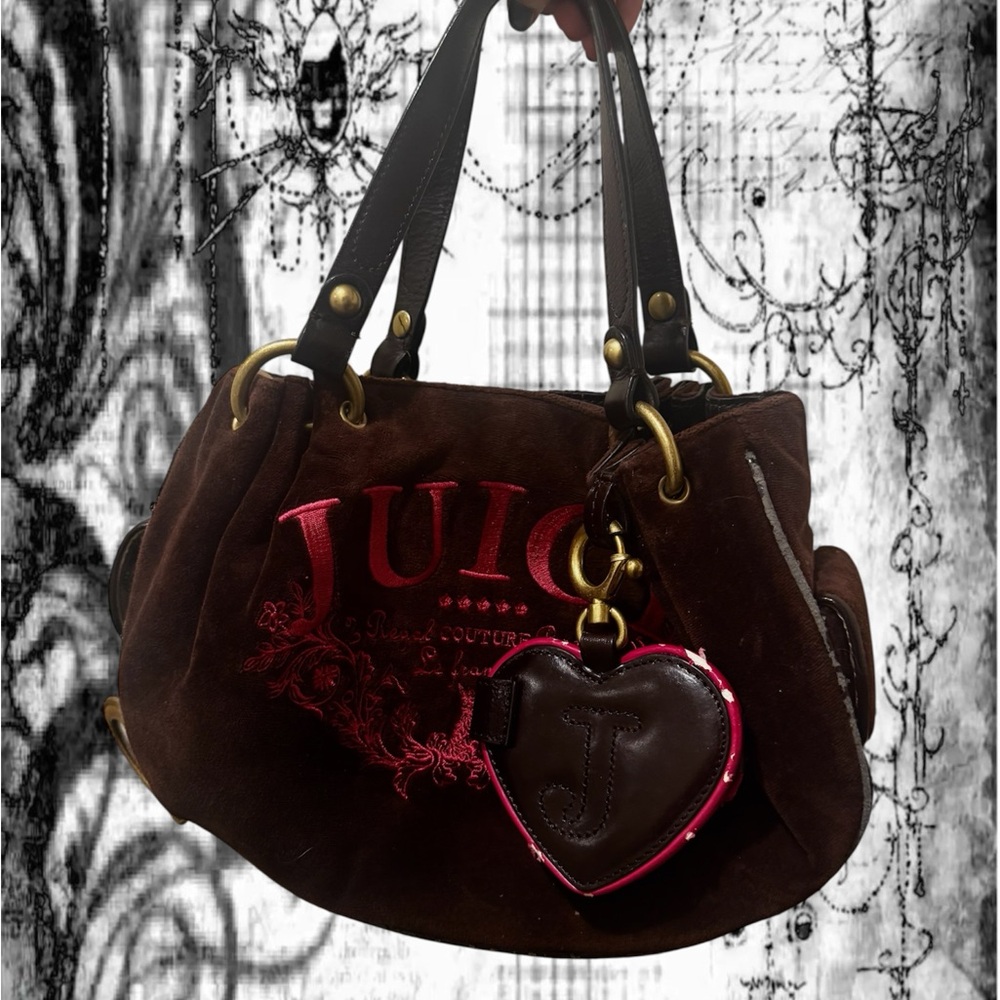 Juicy Couture Chocolate Shoulder Bag with Heart Accent
